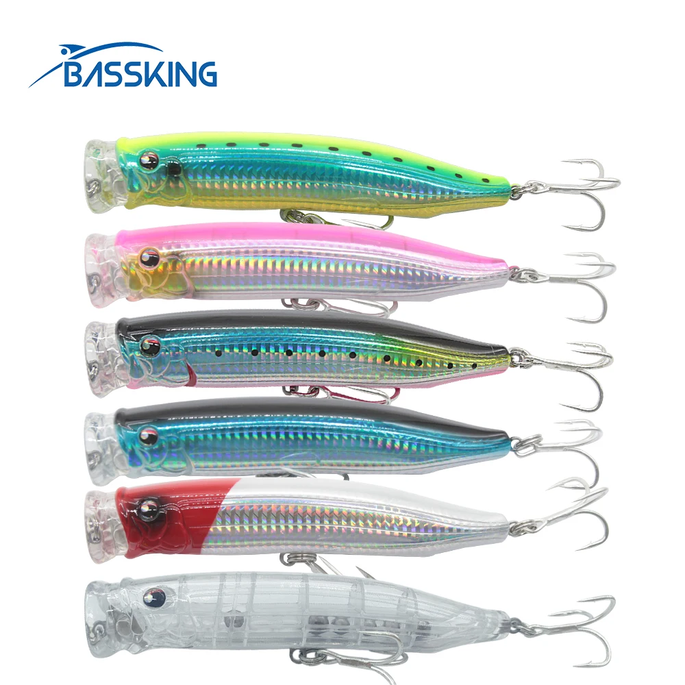 BASSKING Popper Fishing Lure 150mm 58g Topwater Popper Baits Pesca Floating Artificial Bait Leurre Noisy Wake Bait Bass Wobbler