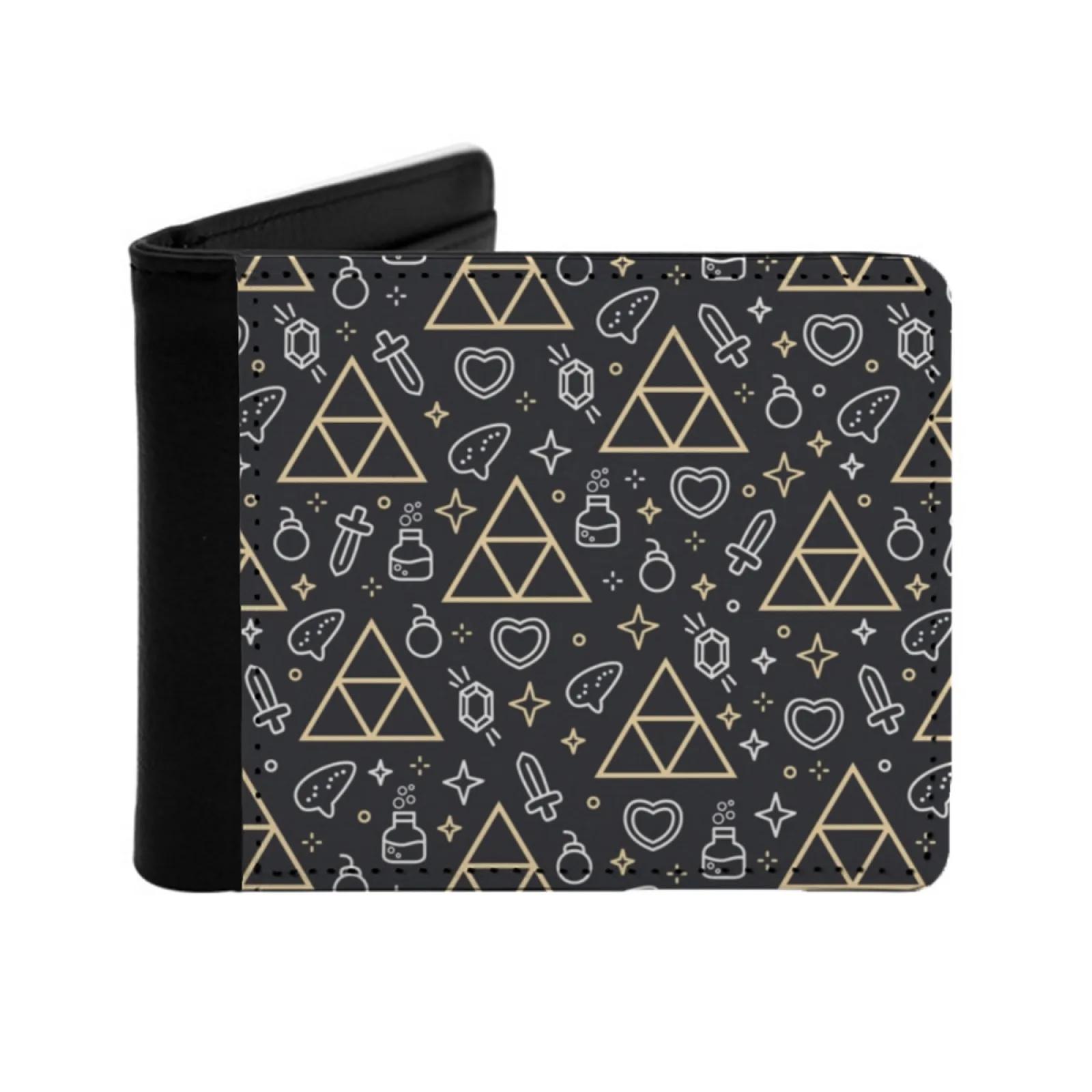 Triforce Pattern Personalized Men's Leather Wallet Credit Card Pouch Purse The Legend Of The Legend Of Breath Of The Wild The