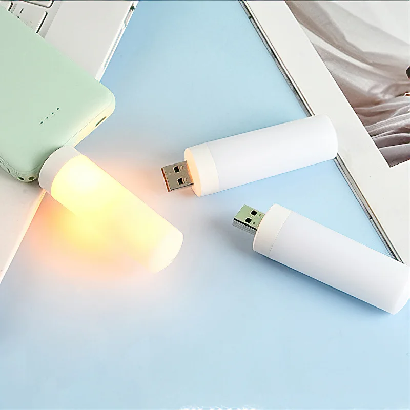 Mini USB Candle Light Simulation Flame Candle Computer Mobile Power Charging Indoor Atmosphere Lighting Eye Protection Light