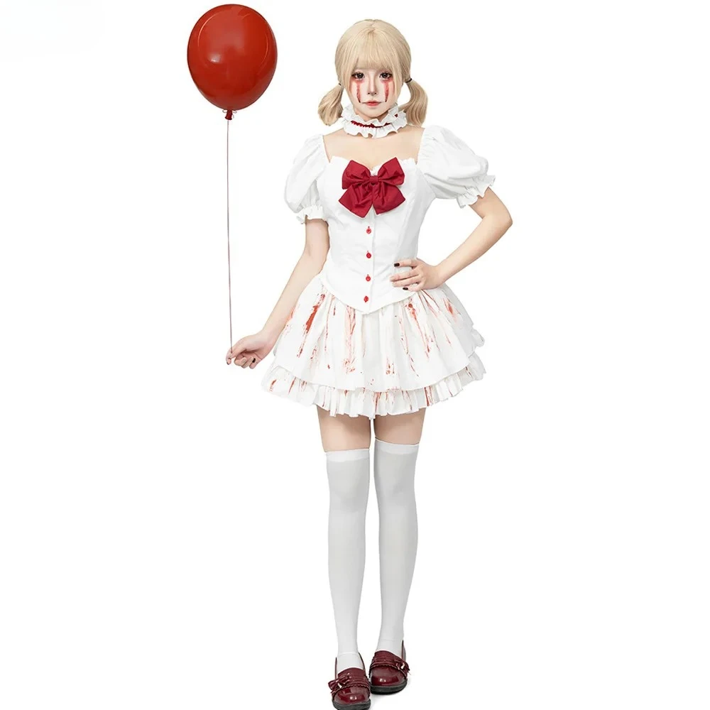 

Хэллоуин DIY платье куклы-призрака косплей костюм студенческая форма кровавого пятна готическая кровавая кукла представление Лолита наряды горничной