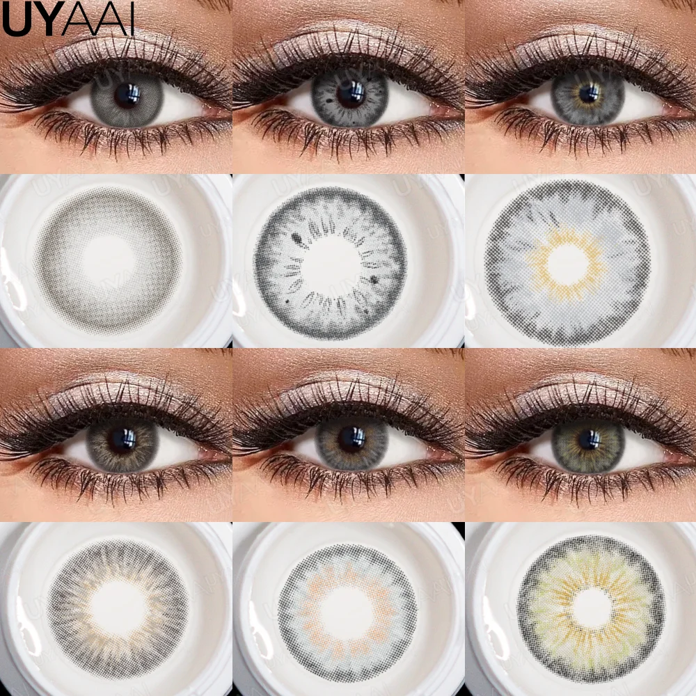 UYAAI Kontaktlinsen Grau Kosmetische Augen Farbige Linse Natürliche Schüler Schwarzes Make-up Farbige Schüler Schönheit Schwarze Linsen Frau Make-up