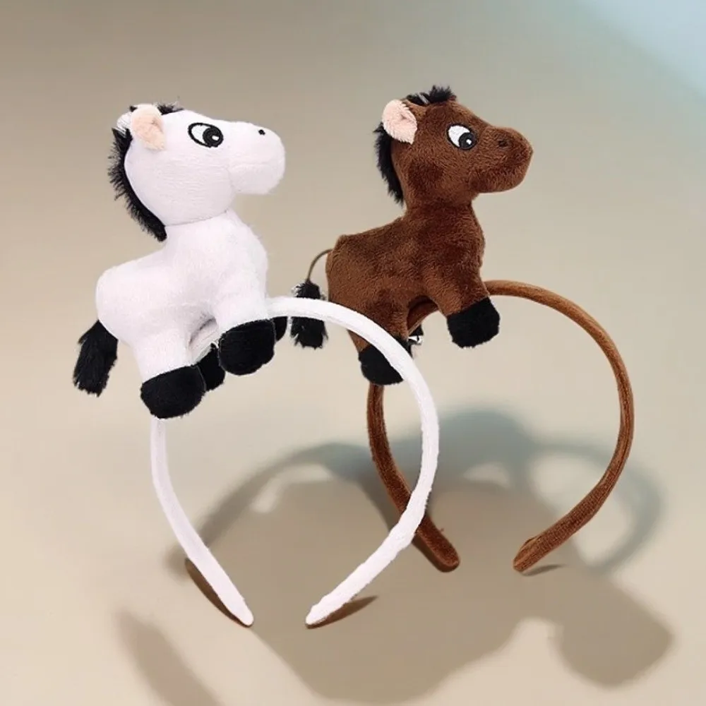 

Funny Cartoon Horse Headband Mascot Hair Hoop Solid Color Pony 2026 New Year Headband Masquerade Party