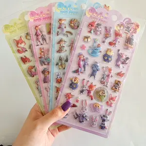 Bilashmart Zootopia Cartoon 3D Relief Stickers Decorative Kawaii Judy Nick Phone Case Laptop Decoration Bubble Decals Toy