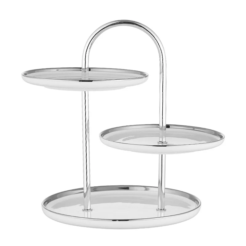Ceramic Dessert Table Ornament Display Rack Cold Food Tea Break Table High Tray Multi-layer Wedding Birthday Cake Plate