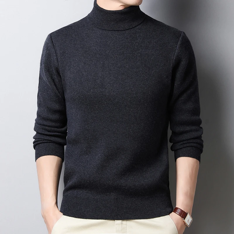 

Мужской облегающий вязаный свитер с высоким воротником: комфортный, теплый, приятный к телу, для осени и зимы, модный, для повседневной носки