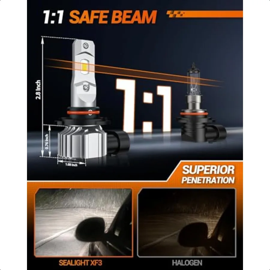 9145 H10 Lampadine fendinebbia a LED o DRL 18000LM 800 Brightn 9140 H10 9145 Fendinebbia a LED Lampadina a LED per auto 6500K Bianco freddo 984 FT S