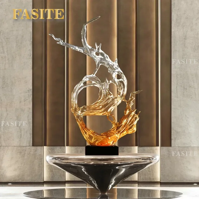 For Modern Home Decor Transparent Abstract Sculpture Splash Art Ornament Living Room Porch Hotel Soft Furnishing Accent Piece