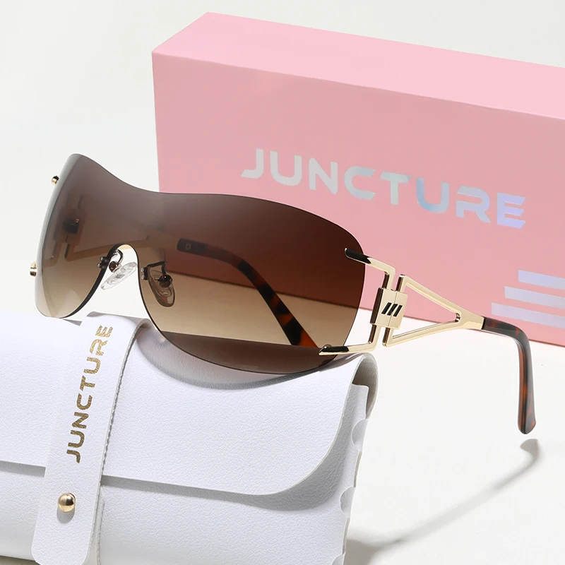 JUNCTURE أزياء المرأة بدون شفة النظارات الشمسية فاسق نظارات شمسية إطار كبير التدرج سيدة حزب هدايا العيد النظارات الشمسية للنساء