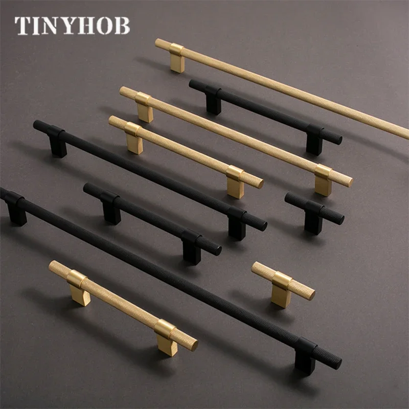 Knurled/Textured Satin Brass Furniture Door Knobs and Handles  Cabinet Handles Kitchen Cupboard Drawer Pulls Black Home Decor