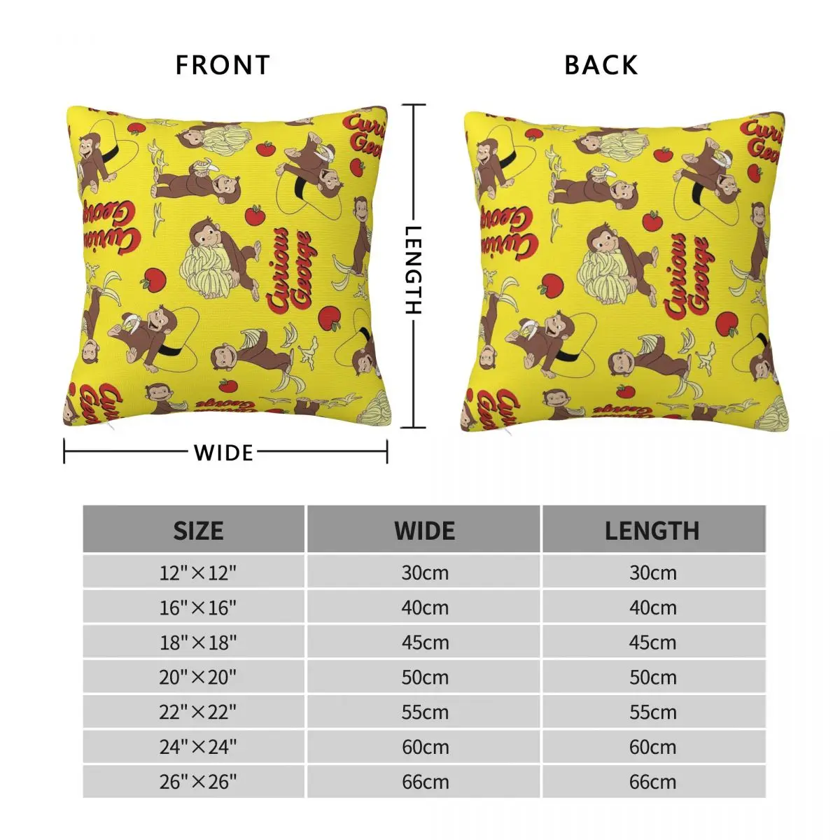 George The Curious Monkey Square Pillowcase Cushion Cover Pillow Case Throw Pillow Cover for Home Sofa Living Room
