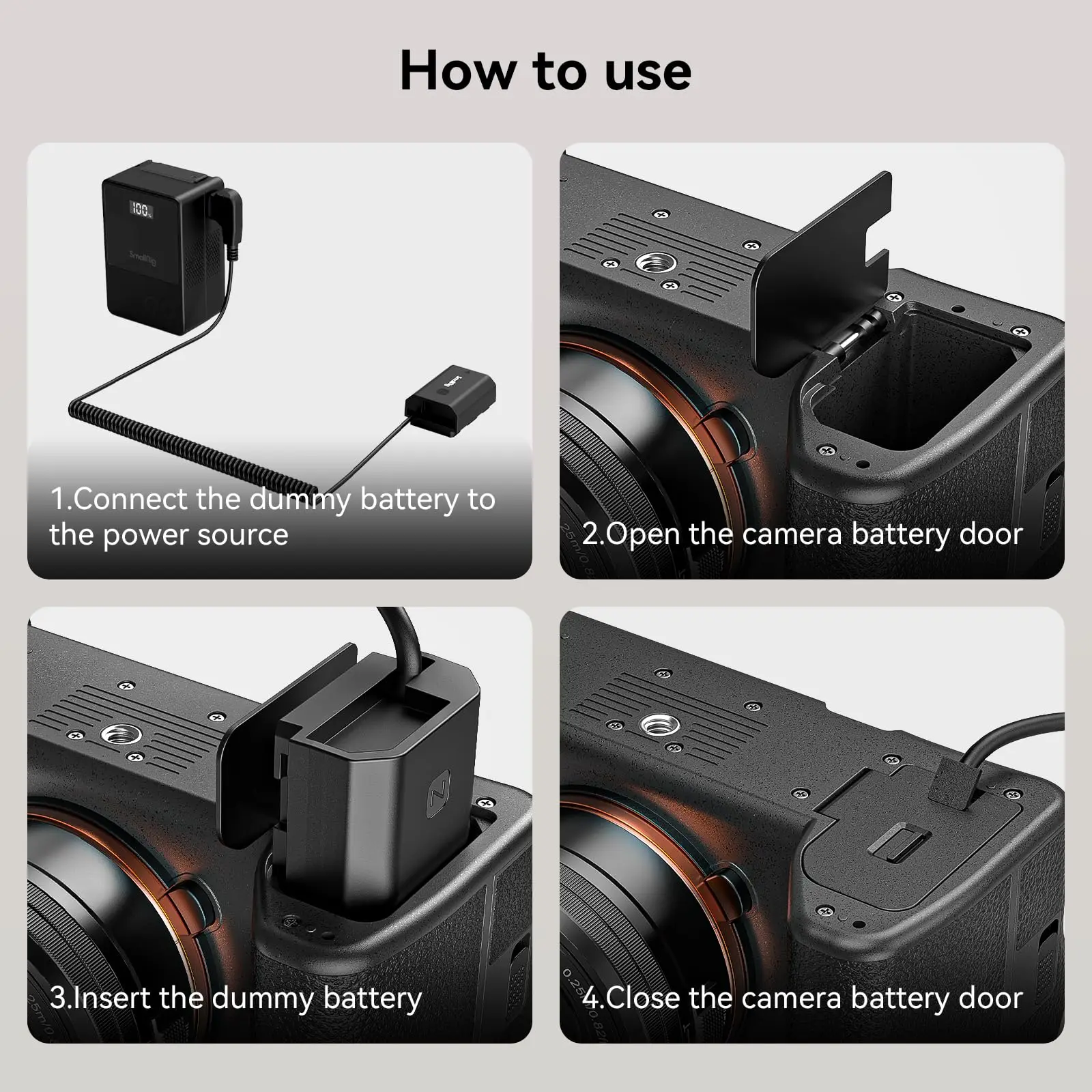 SmallRig D-Tap to NP-FZ100 Dummy Battery Power Cable  for Sony A7 III, A7 IV, A7S III, A7R III, A7R IV, A6700,FX3,FX30 Cameras