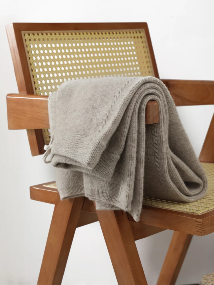 New Chic Women's 100% Merino Wool Knitted Twisted round-knit wide leg Pants Autumn Winter Soft Warm Thick Casual Style Trousers