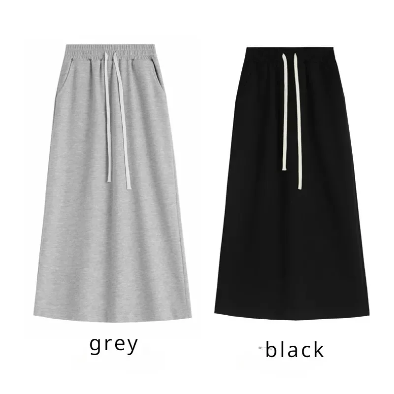 Grey Spring/Summer Lazy Style Half Skirt for Women's New High Waist Slim Fit Versatile Black Wrapped Hip One Step Skirt