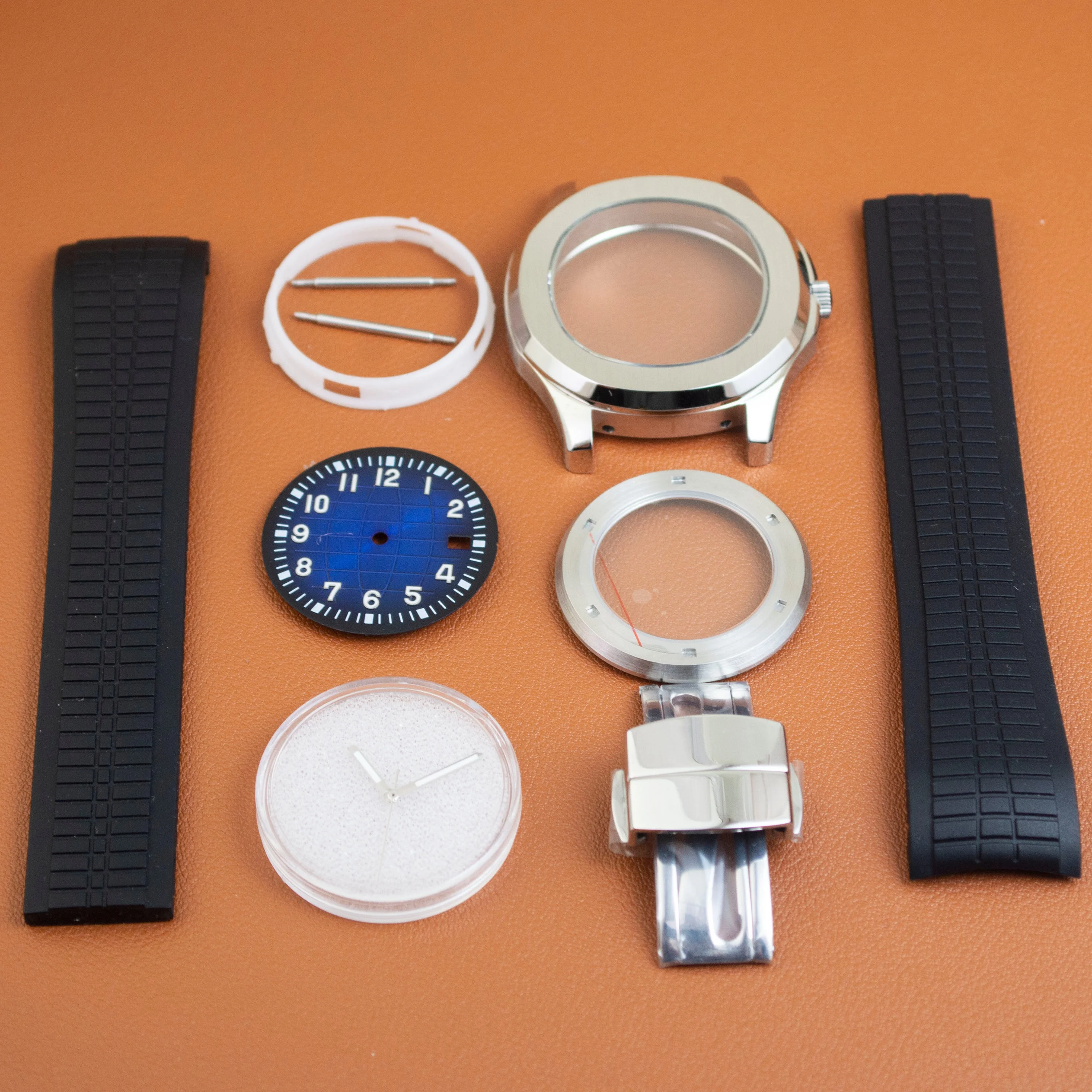 

Корпус для часов из нержавеющей стали, резиновый ремешок для часов, циферблат 32 мм для AQUANAUT Nautilus NH35, мужской браслет, сменный браслет, детали для часов