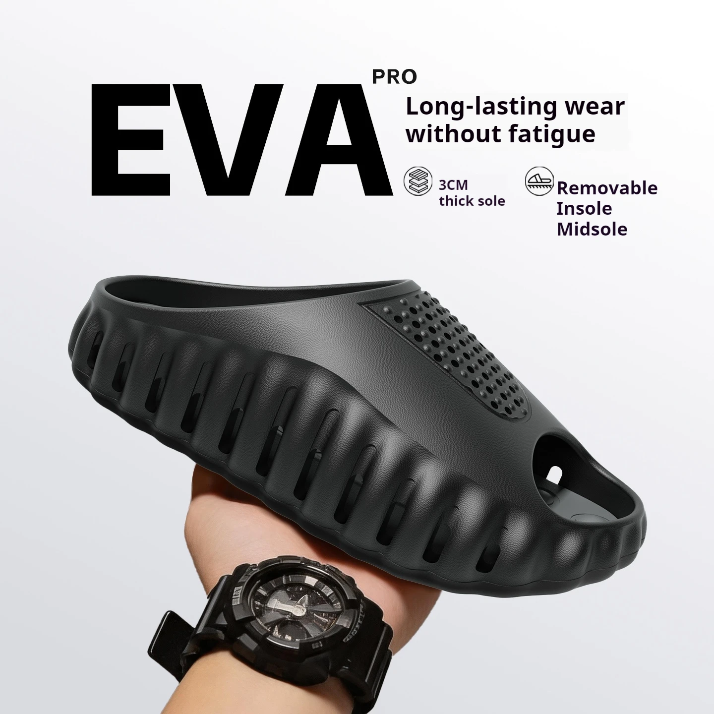 Men Fashion EVA Platform Slides Hollow Breathable Slippers Removable Insole Shock Absorb Thick Sole Outdoor Commuter Casual Sand