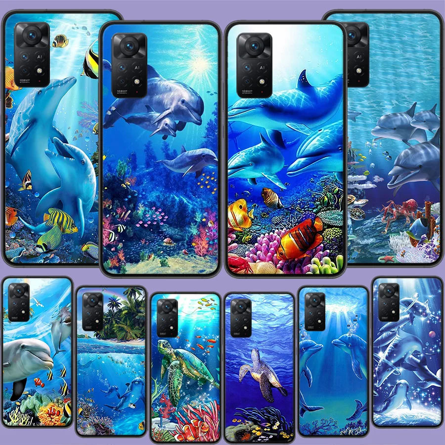 Deep sea turtle dolphin landscape Phone Case For Xiaomi Redmi Note 12 Pro Plus 5G 12S 11 11E 11T Pro 10 9 8 7 11S 10S 4G 9T 8T 9