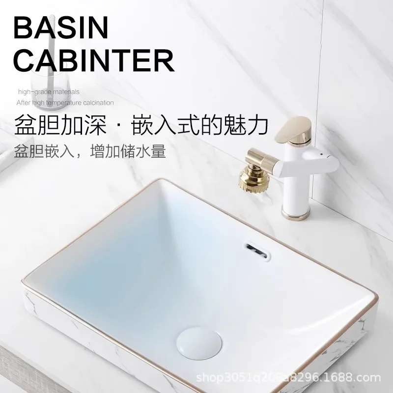 Semi-embedded Taichung basin, bathroom integrated wash basin, ceramic washbasin, single basin stone pattern