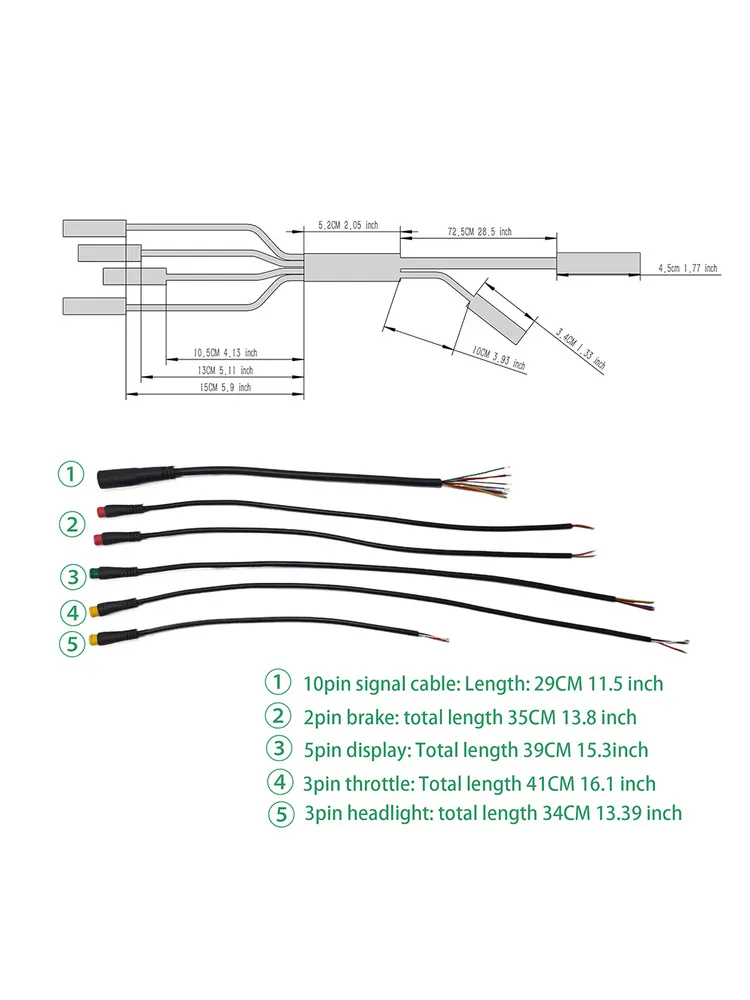 AliExpress TOOPRE 10pin Ebike Waterproof Connector Cable for Electric Bicycle Integration Line with 3pin Headlight and 5pin Display Connectors