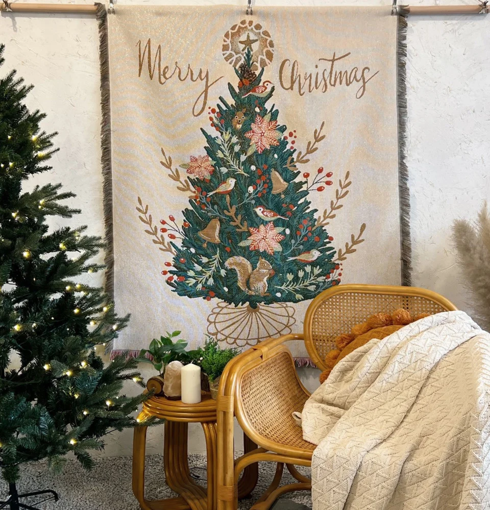 Sofa blanket cover blanket ins style multi-function camping blanket picnic blanket bohemian blanket christmas tree tapestry