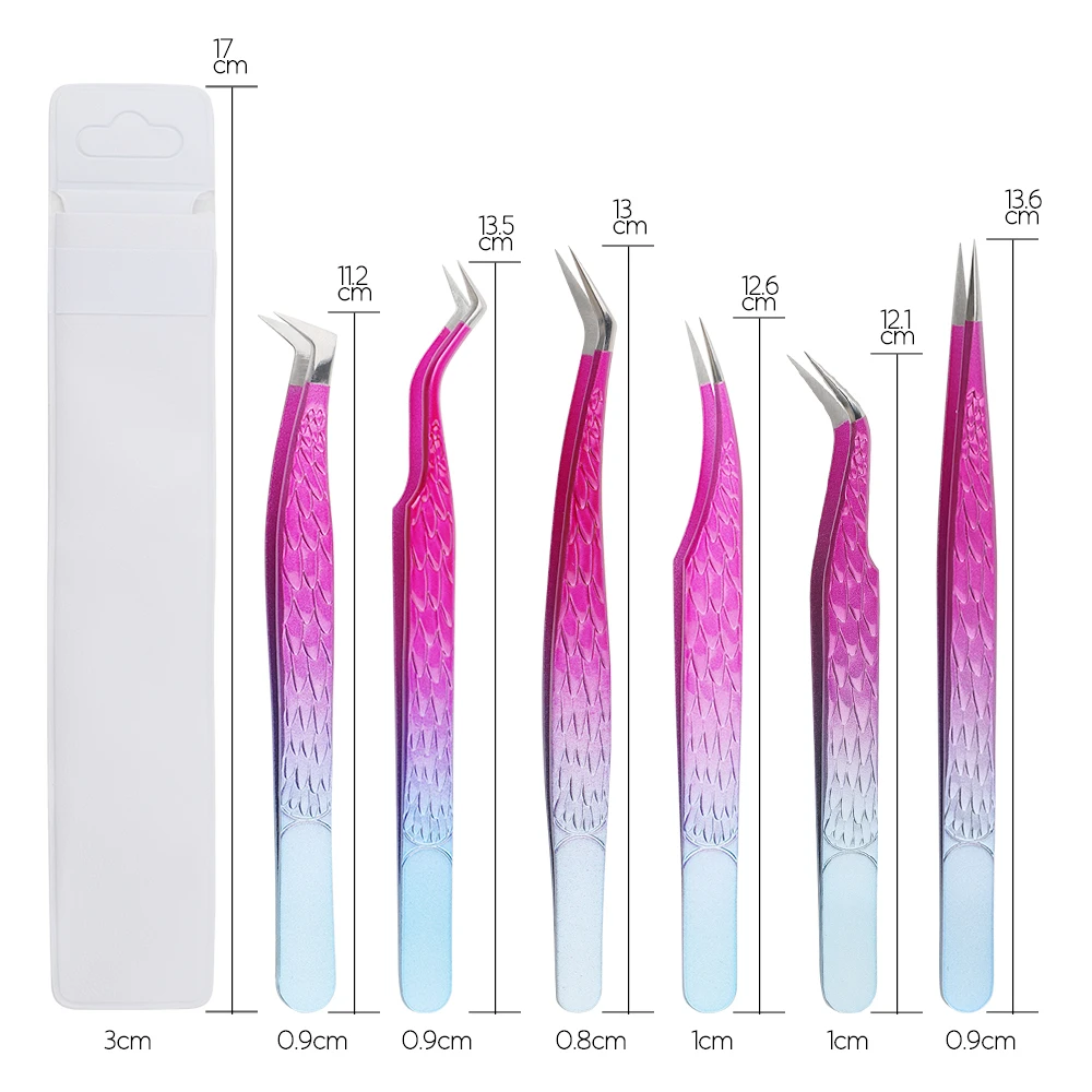 Gemerry pinzas para extensión de pestañas, acero inoxidable colorido, alta precisión, herramientas de maquillaje de volumen Individual