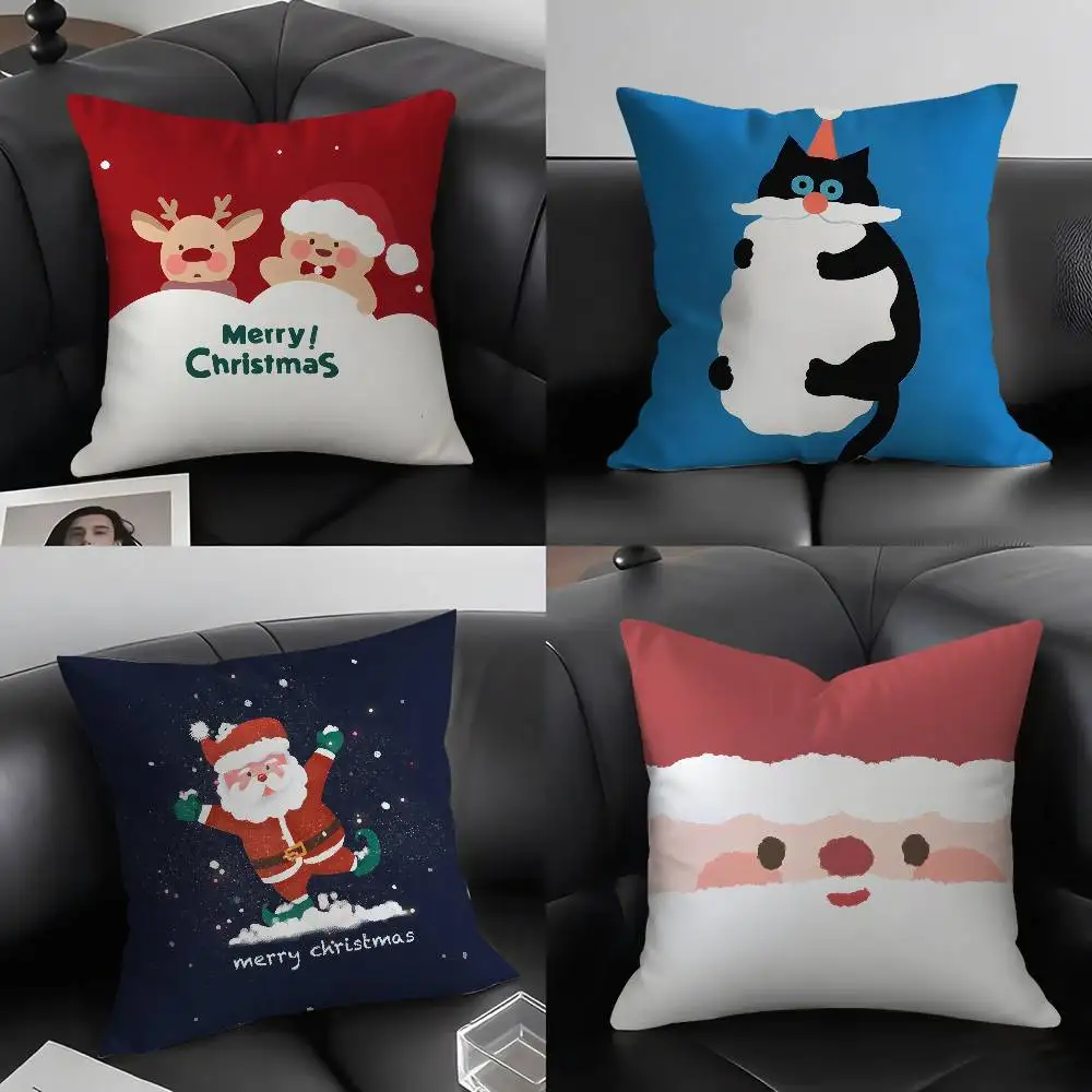 

Classic Santa Claus Reindeer Pillow Case Plush Fabric Soft Pillowcase Double Sided Print Cushion Cover Household Gifts