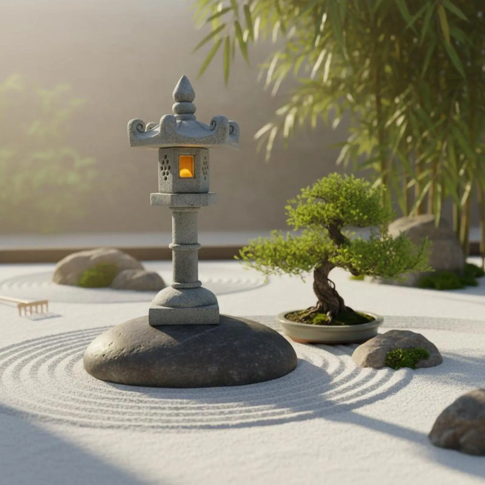 Landscaping Lantern Japanese Garden Decor Miniature Stone Pagoda Micro Landscape Light for Bonsai Table Aquarium