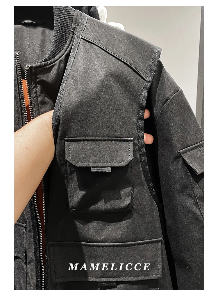 MAMELICCE Original design fake two pieces safari style Tactical Bomber jacket Multiple pockets Men's clothing Work wear cp jaket