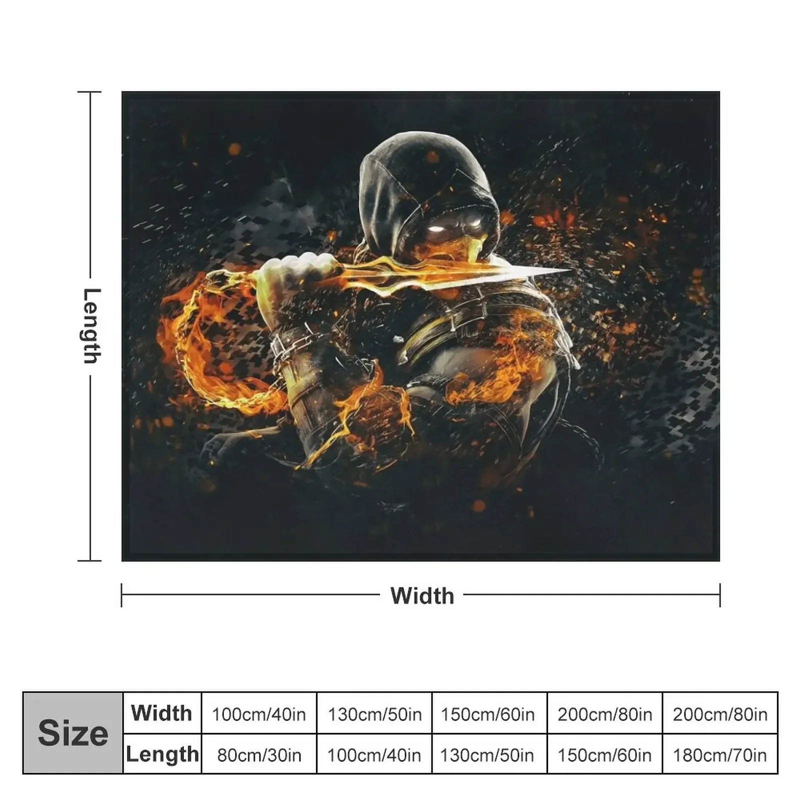 Mortal Kombat X Scorpion on Fire Throw Blanket Beach bed plaid Polar Blankets