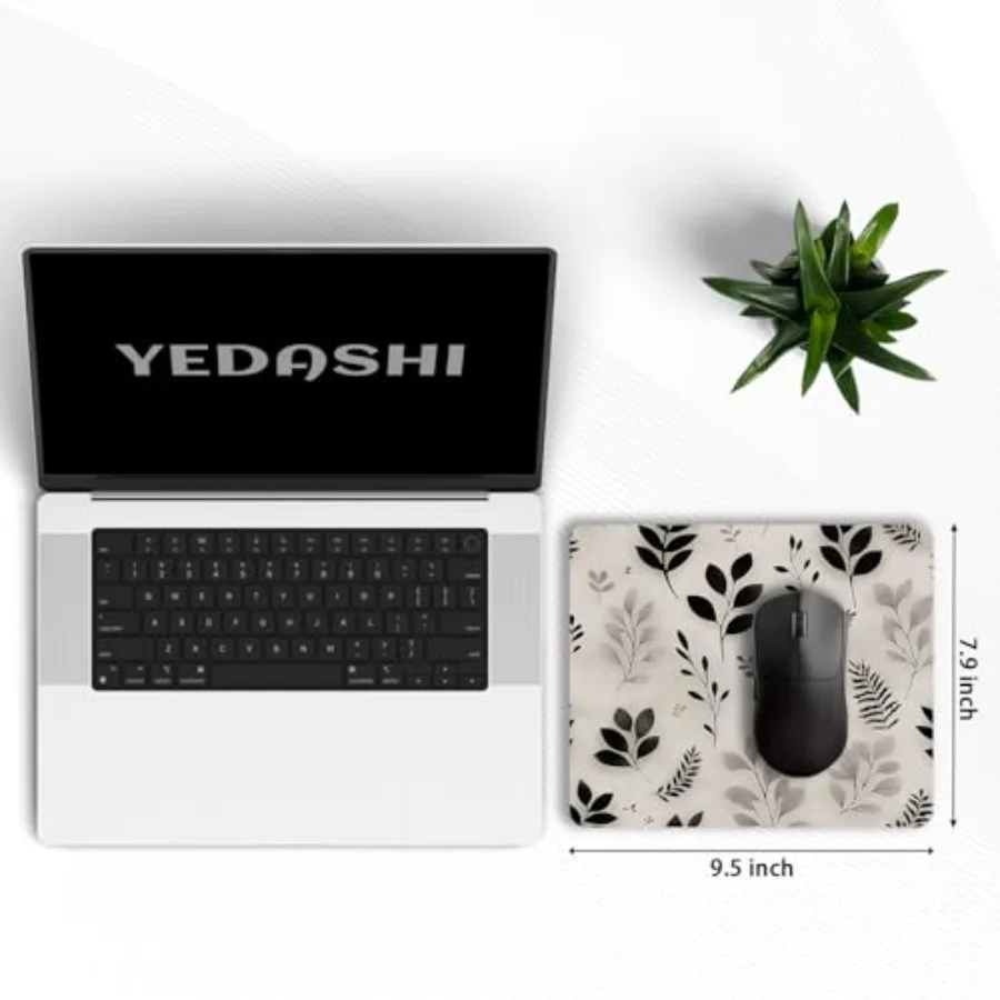Mouse Pad Set, and Gray Leaf Pattern, 9.5 x 7.9 Inch Non-Slip Rubber Base, Computer Desk Accessories, 3 Pack