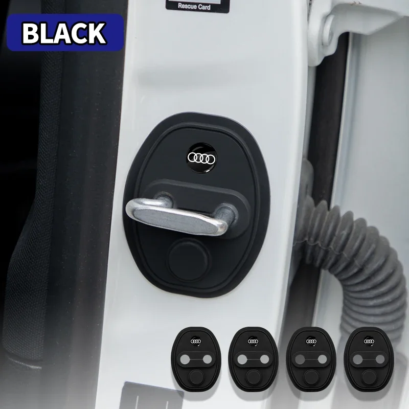 

4pcs Car Styling Auto Protect Door Lock Cover Stickers Accessories Case For Audi TT Sline Q3 Q5 Q7 Q8 B5 B6 B7 B8 9 Q7 8P 8V 8L