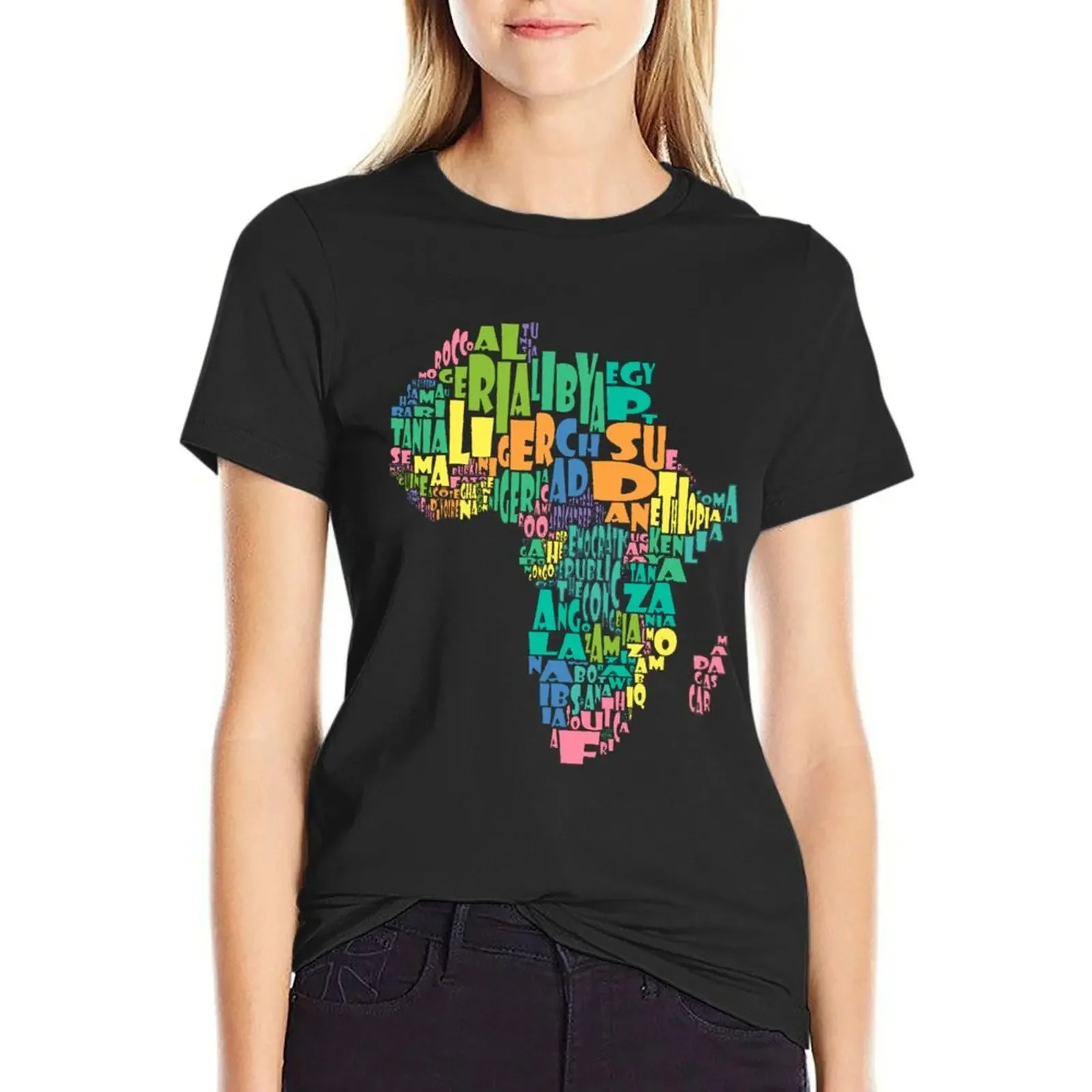 

African Continent Map Cloud T-Shirt cute clothes new edition kawaii clothes black t shirts for Women