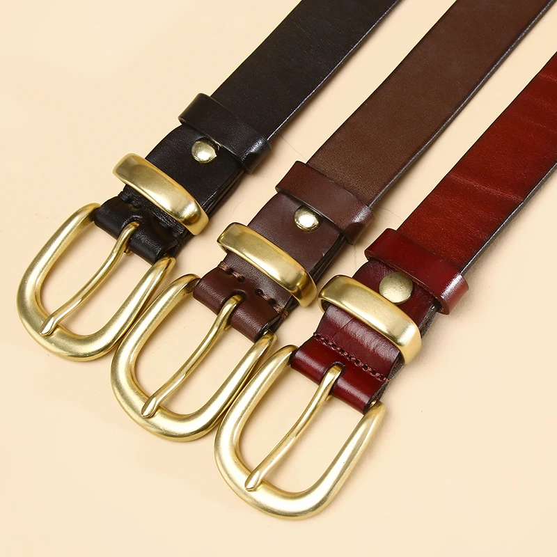 Women Genuine Leather Belt Cowskin Strap Luxury Alloy Pin Buckle Fashion Fancy Vintage Jeans Belt Skirt Decoration