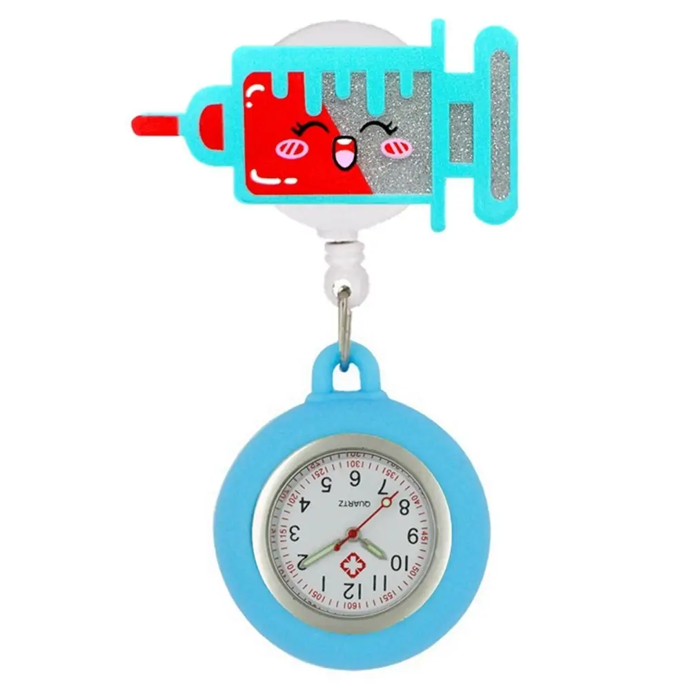 Reloj de bolsillo retráctil de PVC con dibujos animados, insignia de médico, enfermera, Hospital, carrete, llavero médico, broche, alfileres, Clip