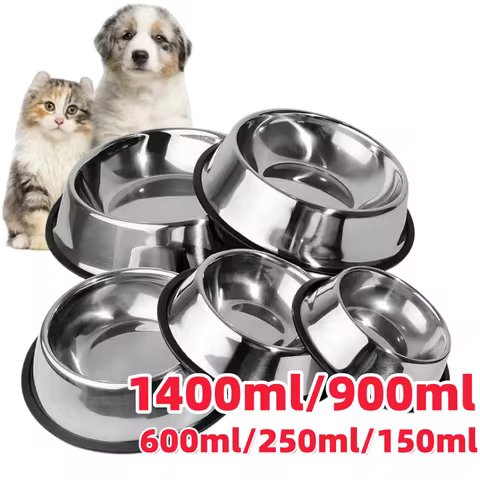 Comedouro ou Bebedouro Inox Antiderrapante Para Cães e Gatos - Resistente e Ideal Para Pets de Todos os Potes