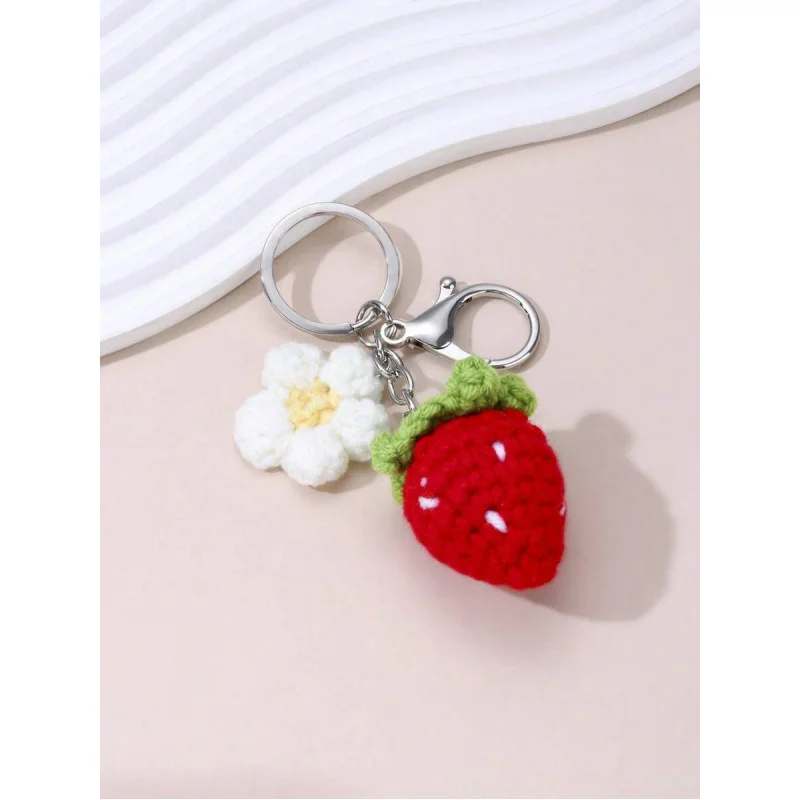 1 Piece Handmade Strawberry Flower Keychain, Fashionable and Cute, Suitable for Going and Coming, Working, Traveling, Parties