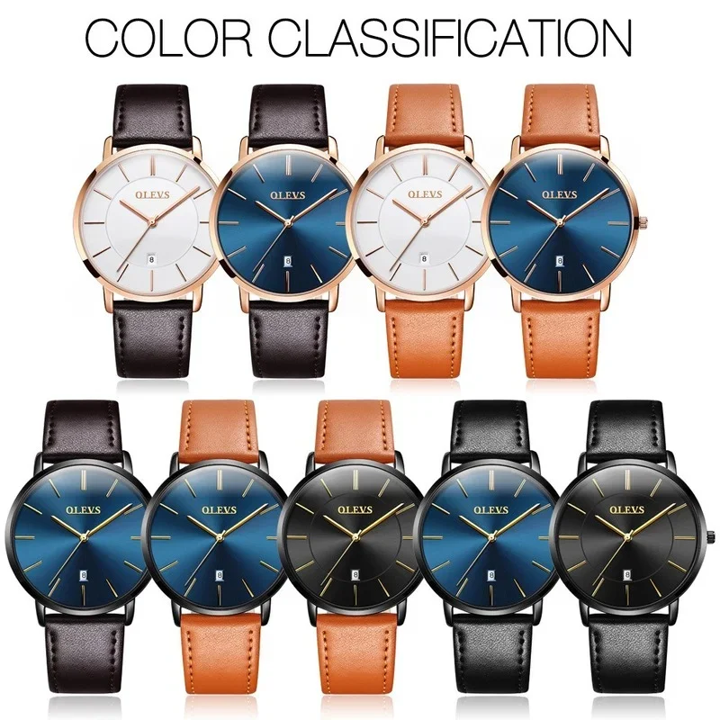 Fashion ultra-thin leather waterproof couple watch quartz watch