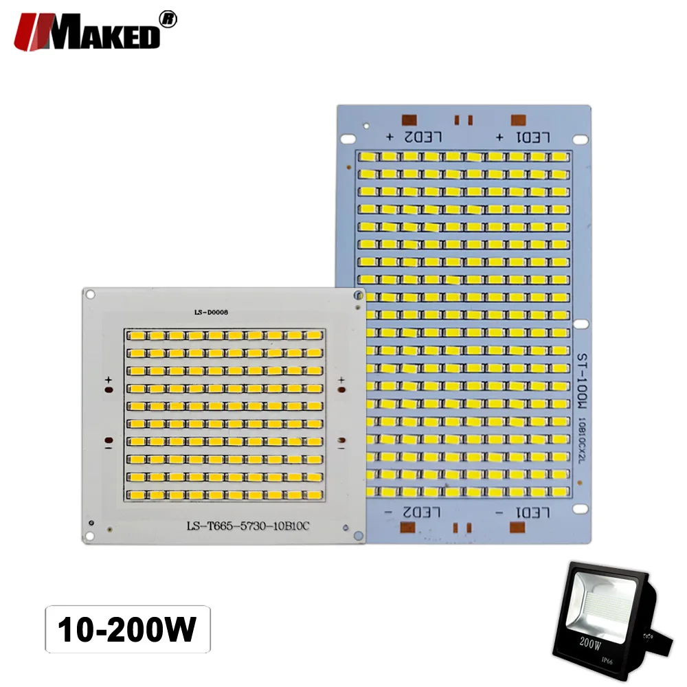 10Pcs LED PCB Floodlight Plate Kit 10W 20W 30W 50W 100W 150W 200W SMD5730 Light Source Panel For Outdoor Spot Lamps Replace DIY