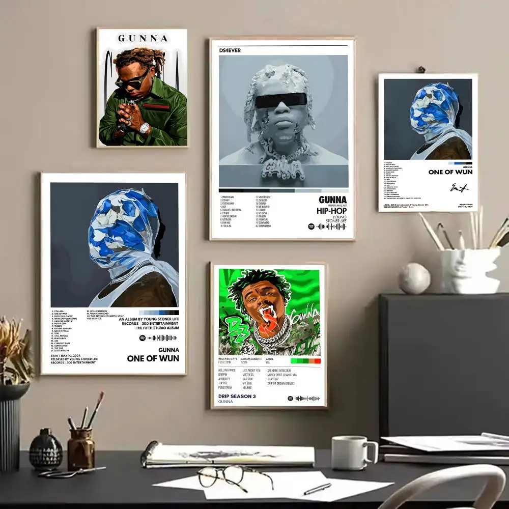 Rap G_GUNNA Album Painting Calligraphy Linen Canvas Poster Wall Prints for Living Room Bedroom Office Home Decoration