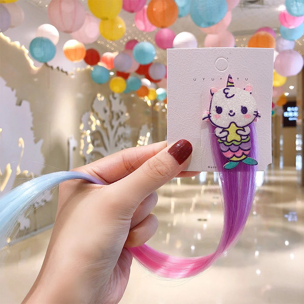 2Pcs Cartoon Unicorn Hair Clip For Girls Wig Hairpin Kids Hair Accessories 100% High Quality And Brand News Christmas Gift