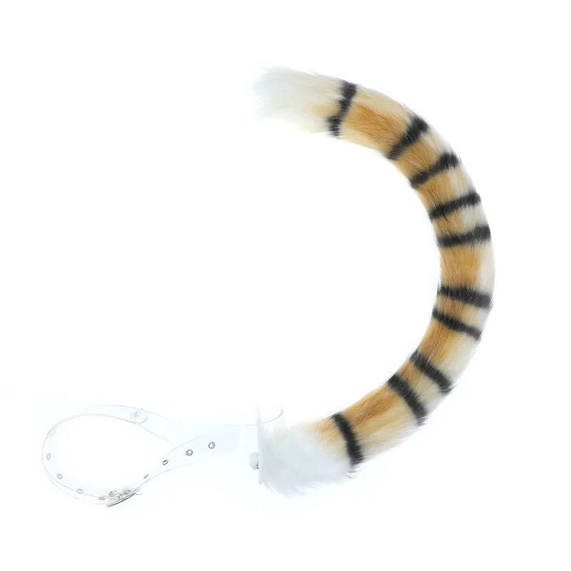 호랑이 꼬리 코스프레 시뮬레이션 구부릴 수 있는 플러시 호랑이 꼬리 퍼포먼스 소품, 할로윈 파티 액세서리, 머리 장식