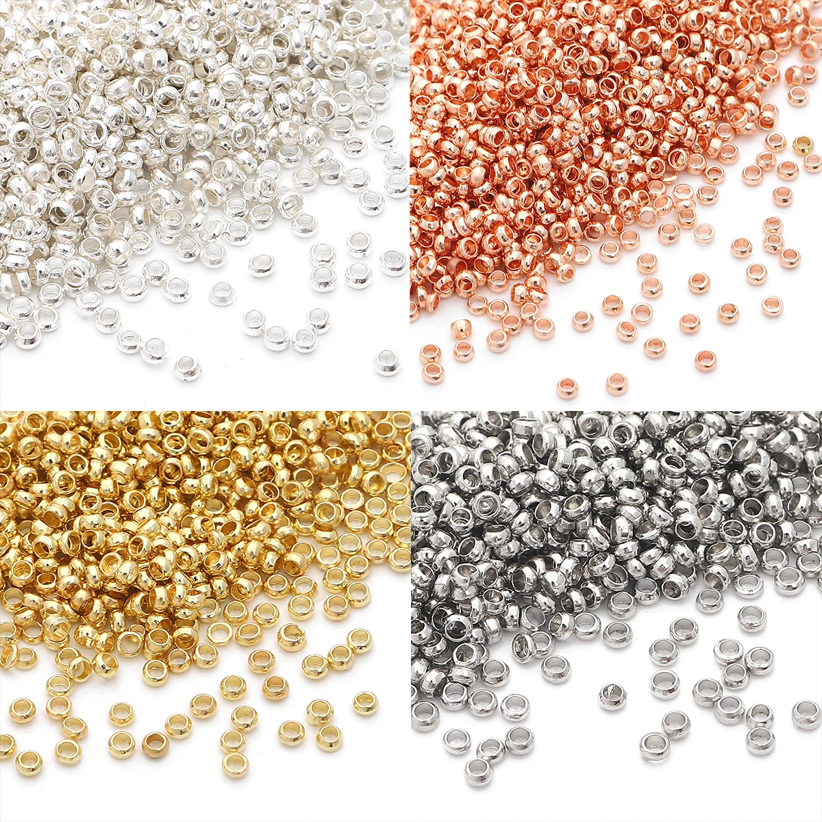 

100/500pcs Gold Color Copper Crimp End Beads Dia 2--2.5 mm Round Stopper Spacer Beads For DIY Necklace Jewelry Making Supplies