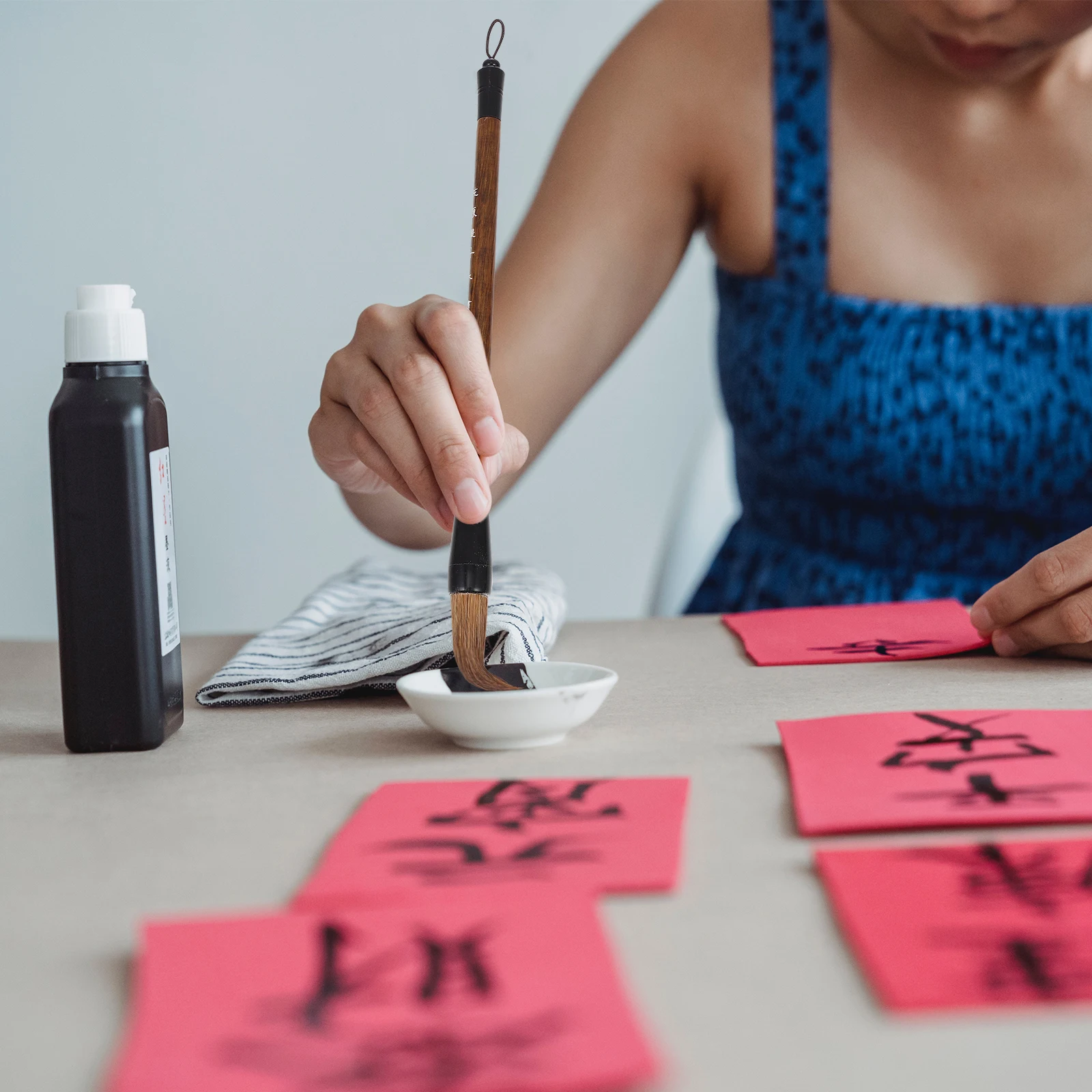 

Traditional Calligraphy Pure Wolf Hair Pen Chinese Brushes Drawing Painting Wooden Paper Child
