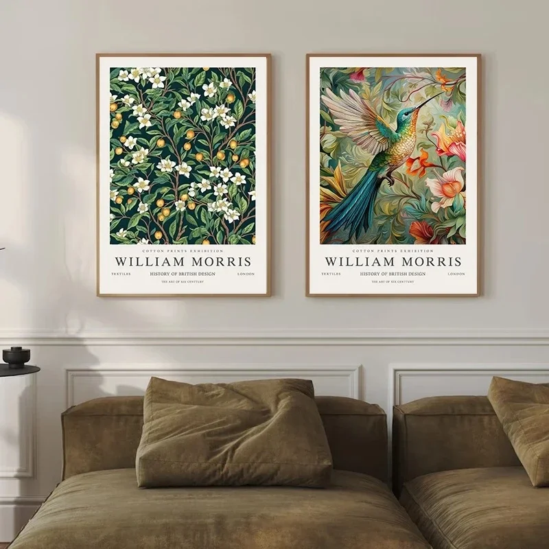 Vintage William Morris Exhibition Butterfly Moon & Stars Art Poster Canvas Painting Wall Prints Picture Living Room Home Decor