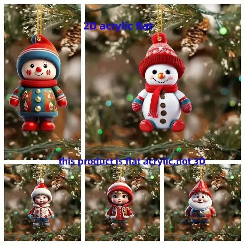 Christmas Wall Decoration 2d Acrylic Cartoon Dwarf Christmas Tree Pendant Christmas Cartoon Cute Christmas Decorations Christmas