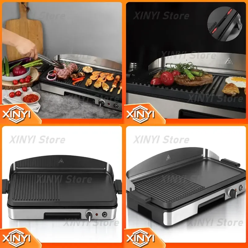 for 220V Electric Barbecue Grill High Temperature Steak Grill All in One Flat Top Grill for Grilling and Stir Frying Dual