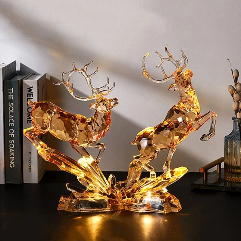 

Deer Sculpture Ornament,Acrylic Artwork Decor,Animal Model Statues,Luxury Crafts,Home Office Desktop Decoration,Nordic Art Gifts