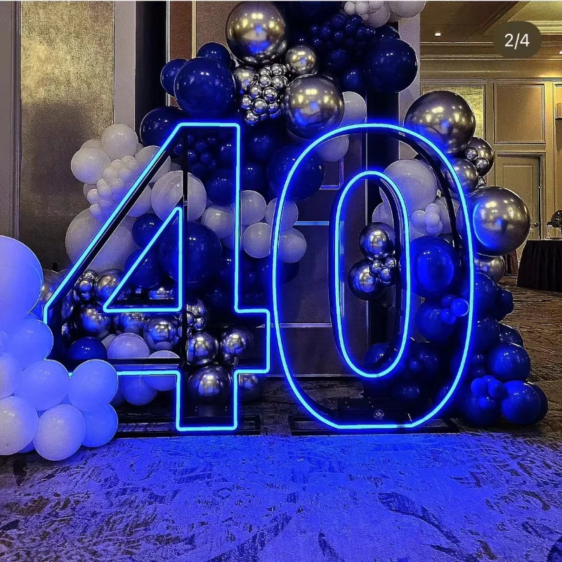 

LED event large Metal 3ft 4ft RGB neon marquee light up frame letter numbers for birthday wedding party decoration