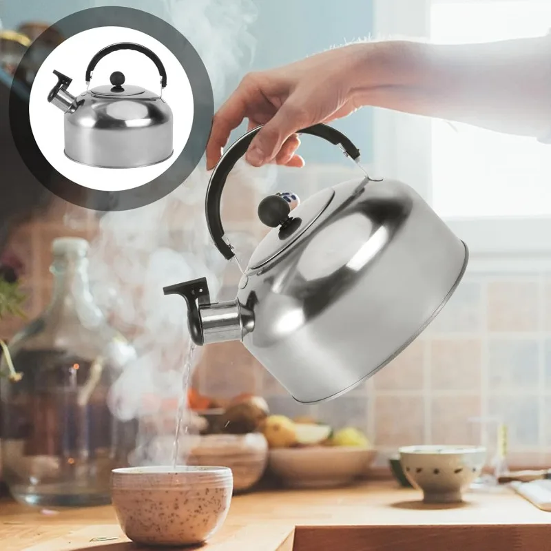 Stainless Steel Kettle Ergonomic Handle Tea Kettle Travel Stove Gas Kettle Whistle Kettle Tea Kettle for Home Office Restaurant