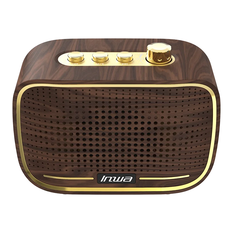 Vintage desktop Bluetooth speaker water transfer printing wood grain electroplating button mini small audio single speaker