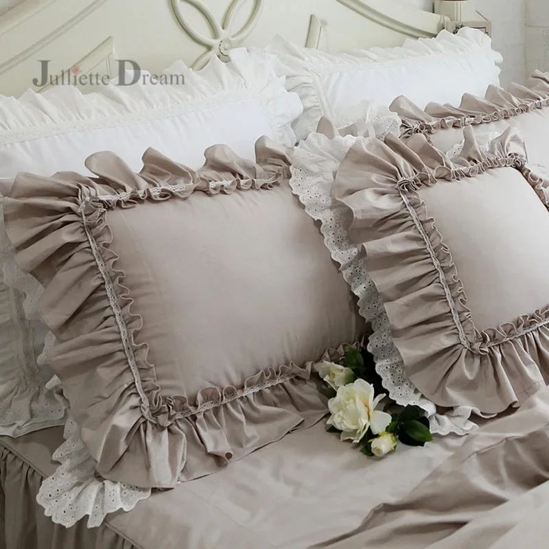 1 piece khaki pillow case Luxury big ruffle pillow cover elegant lace pillowcases bed pillowcase bedding home textile